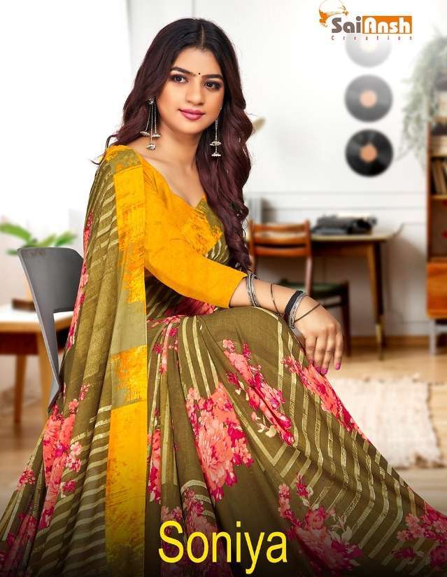 sai ansh soniya series 1001-1008 pure raga georgette saree