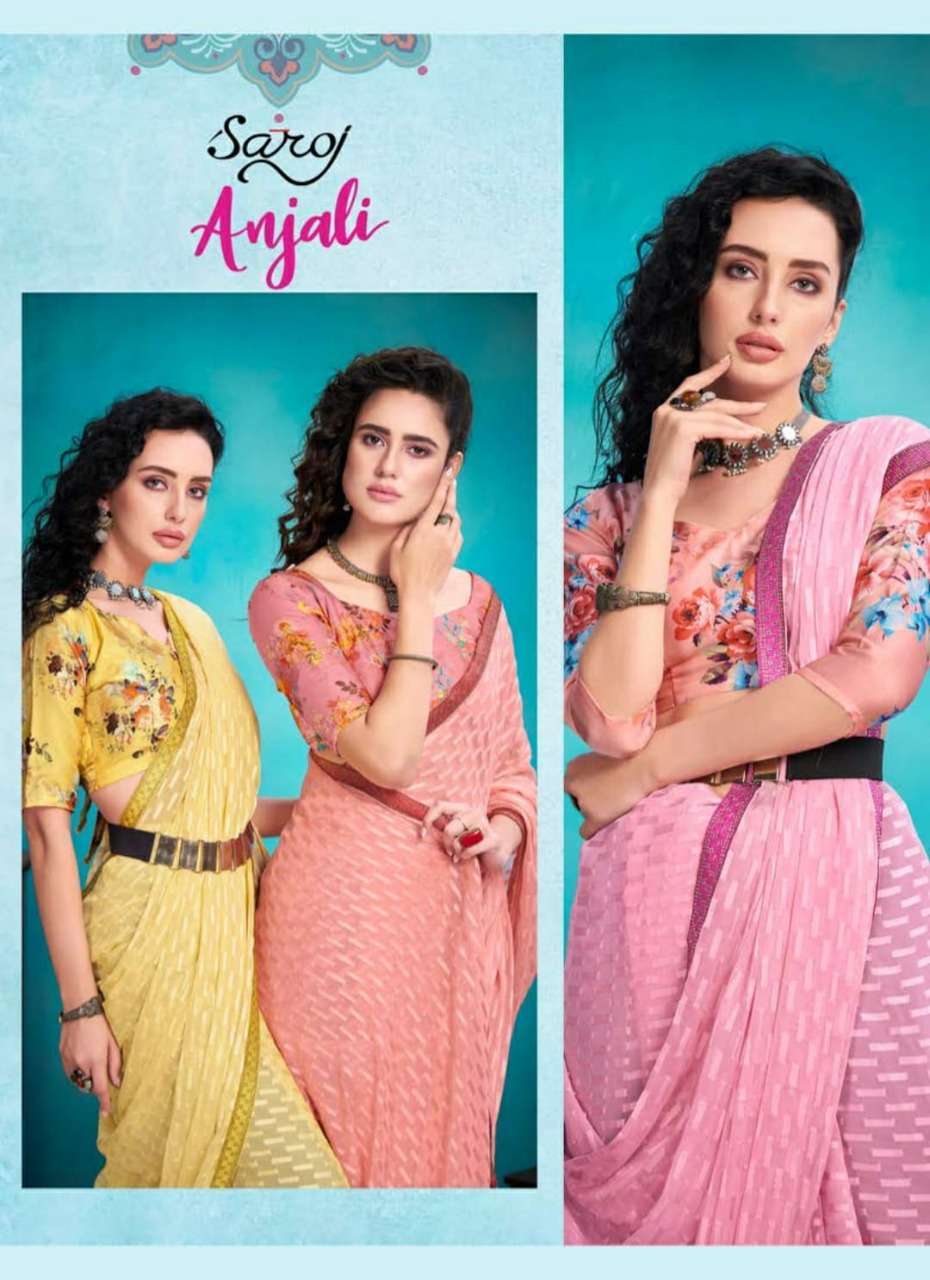 saroj anjali series 228001-228006 weightless georgette saree