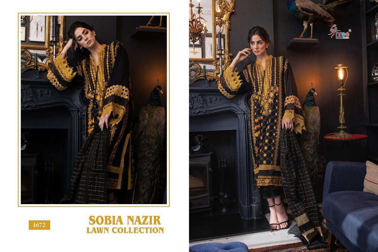 Shree Fabs Sobia Nazir Lawn Series 1669  Lawn Cotton Suits at wholesale price 
