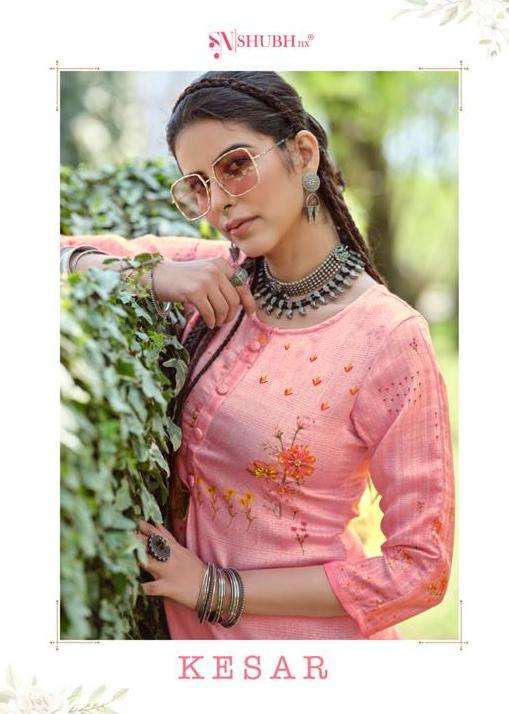 shubh nx kesar series 1001-1006 jam silk digital print with handwork kurti 