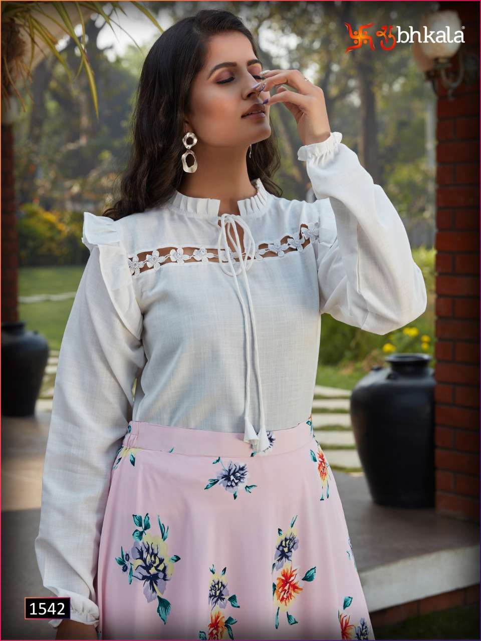 shubhkala Frill And Flare Vol 3 series 1541-1544 georgette crop top