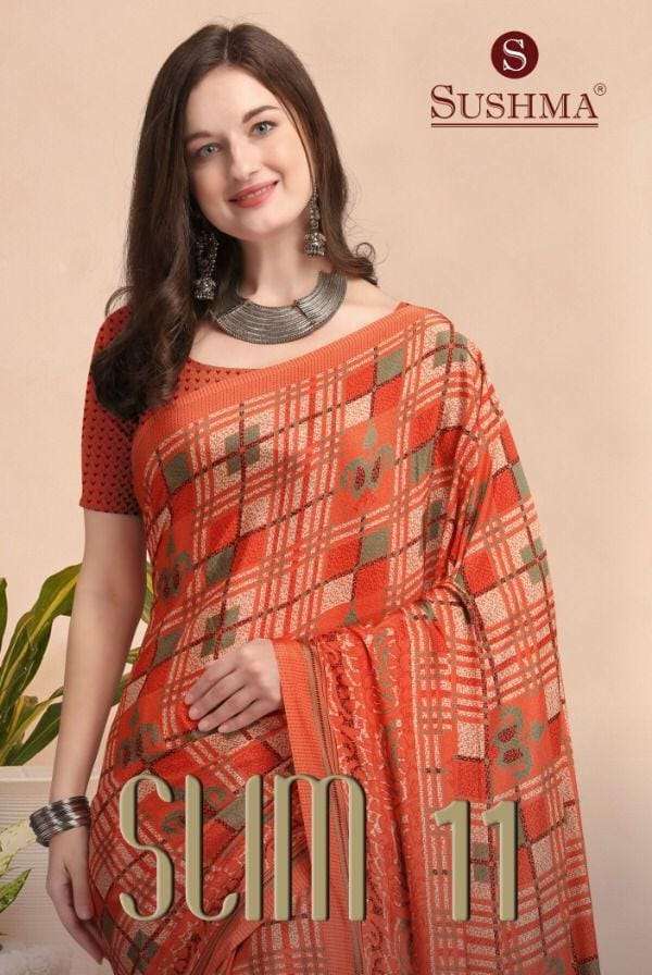sushma slim vol 11 series 21001-21007 slim crape saree