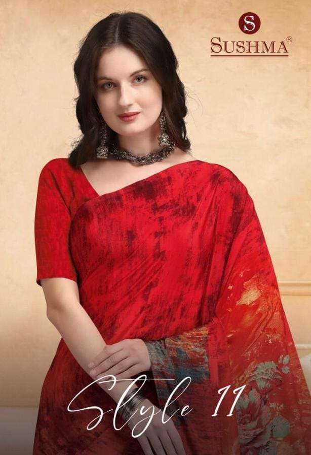sushma style 11 series 25001-25005 crape printed saree