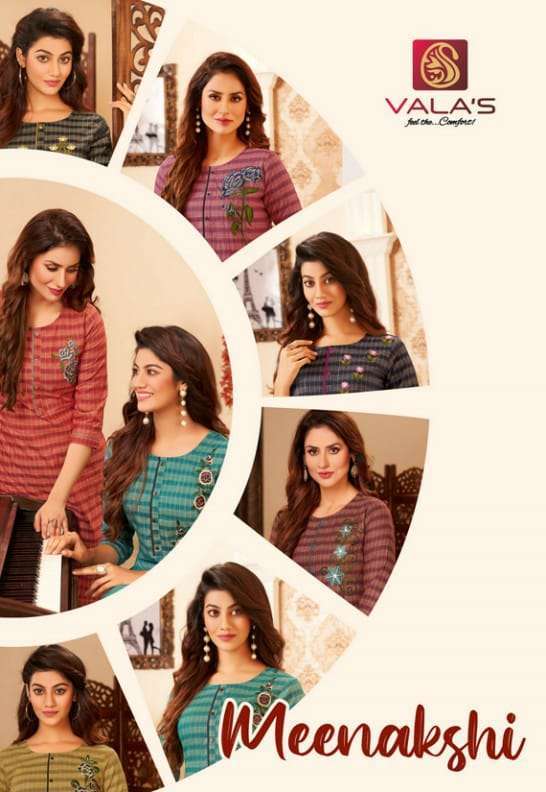 valas meenakshi series 8642-8649 cotton checks work kurti and pant