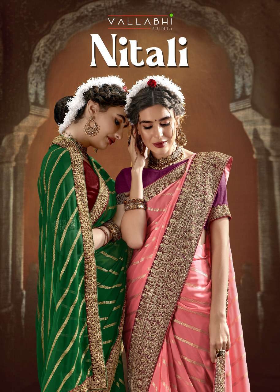 vallabhi prints nitali series 13431-13438 georgette print saree
