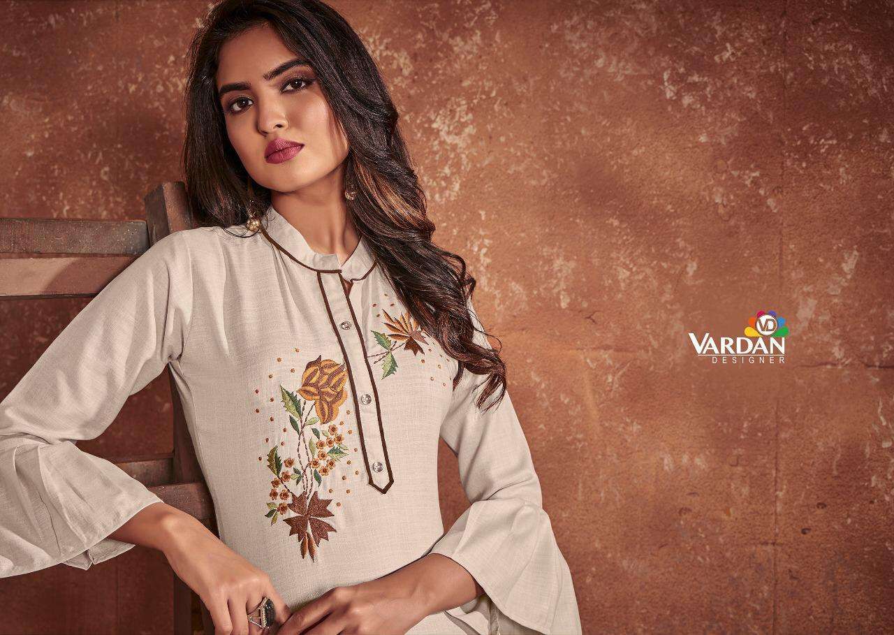 vardan designer cloud series 311-315 nira cotton heavy embroidery kurti 