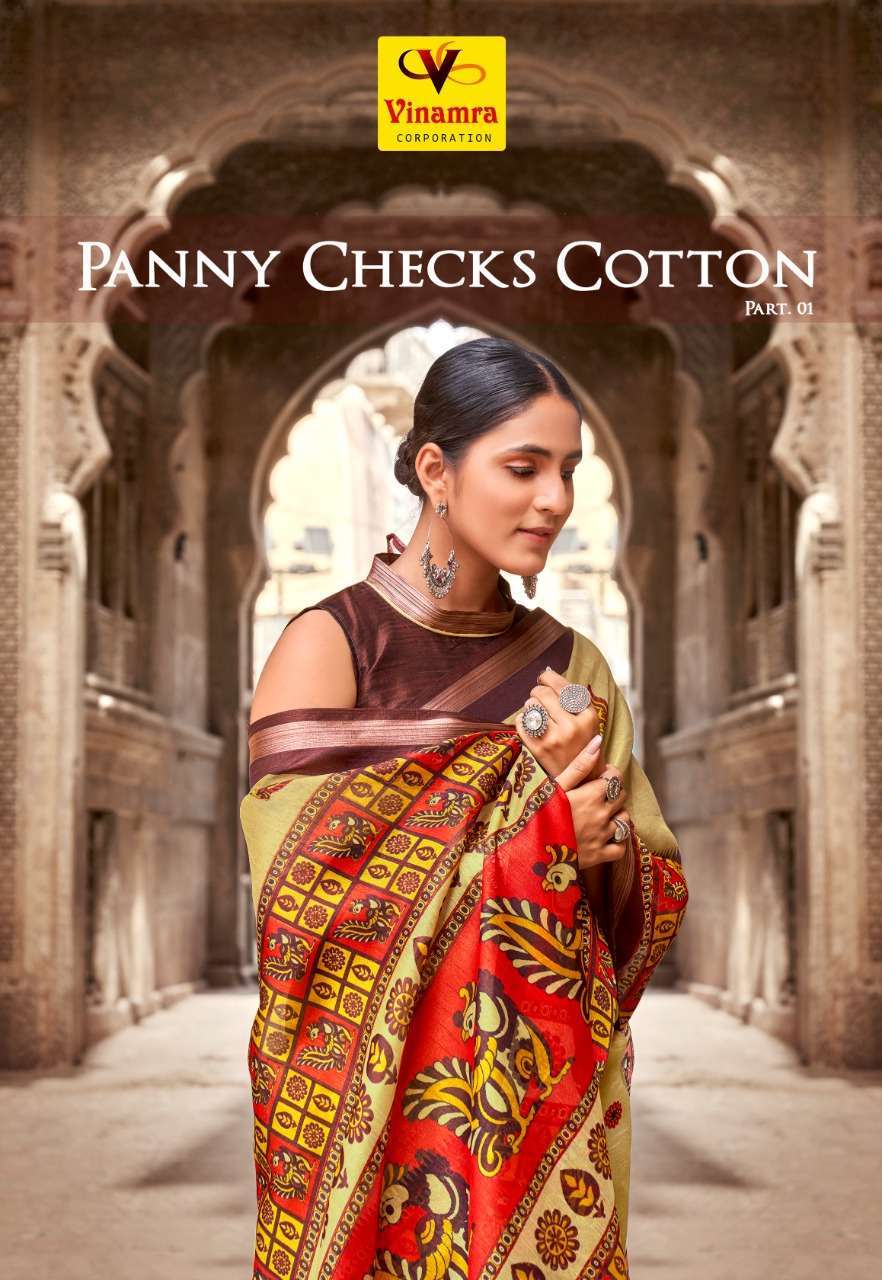 vinamra Panny Checks Cotton Vol 1 series 101-106 cotton saree
