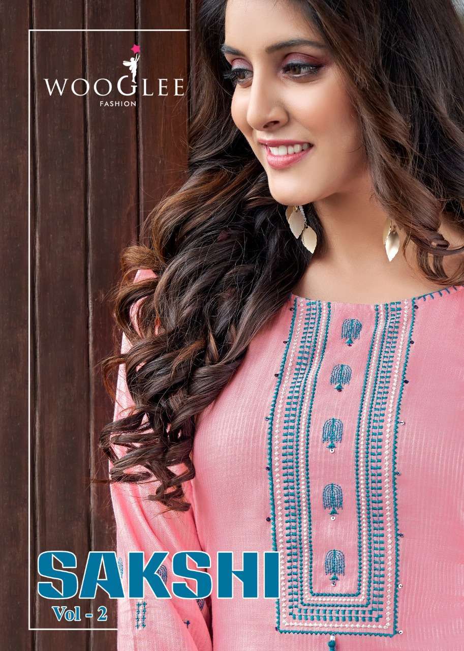 wooglee sakshi vol 2 series 4307-4312 rayon weaving strip kurti 