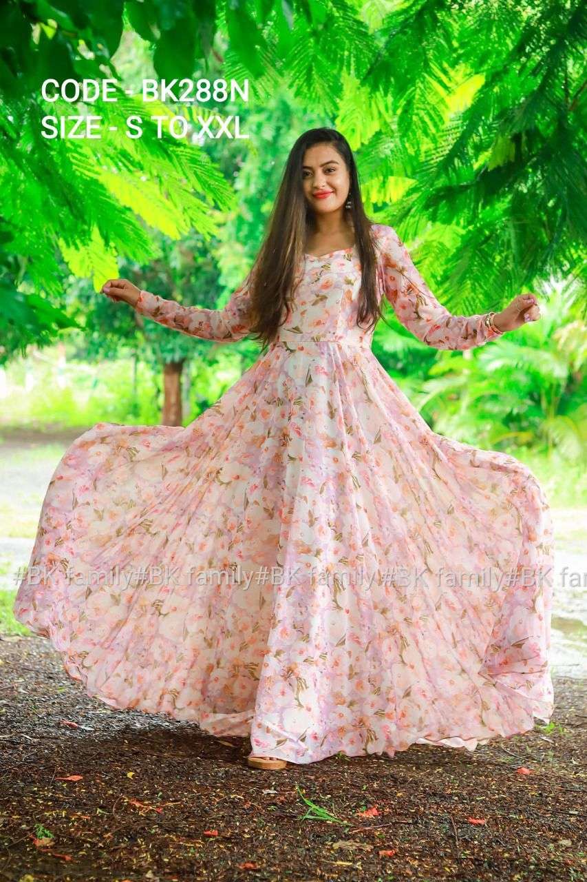 X-LADY BURN PINK FLORAL DESIGNER GEORGETTE DRESS 