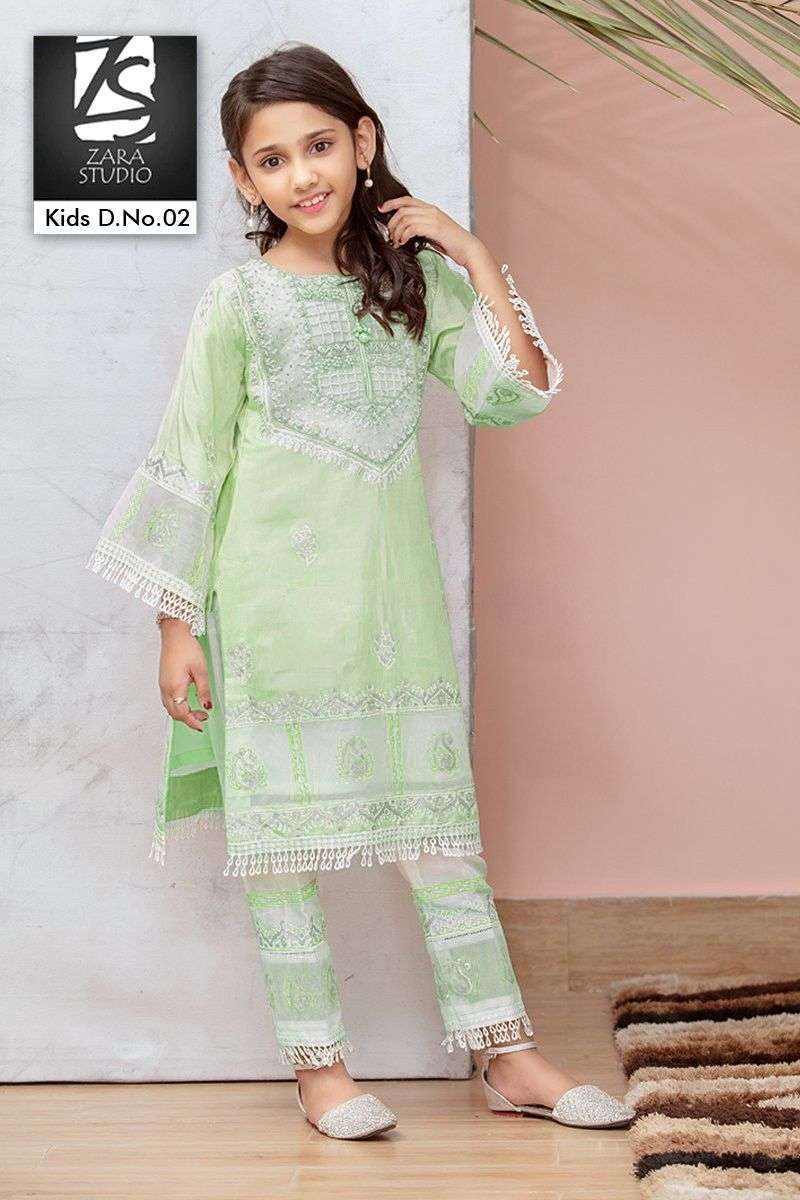 zara studio kids d no vol 2 Pure Georgette Tunic With Classic Embroidery