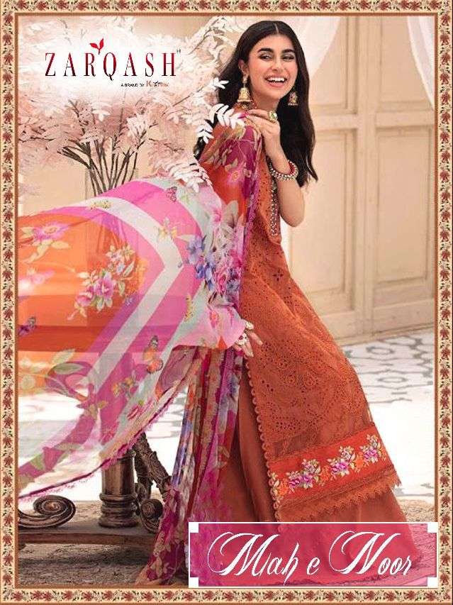 Zarqash Mah E Noor series 2065-2068 pure lawn cotton suit 