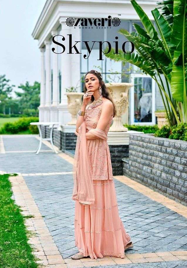 zaveri skypio series 1043-1046 pure viscose georgette suit 