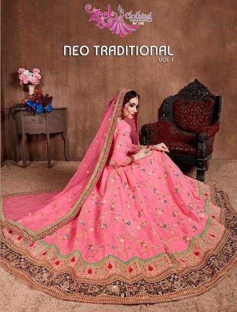 zeel clothing neo traditional vol 1 series 7101-7108 mulberry silk lehenga