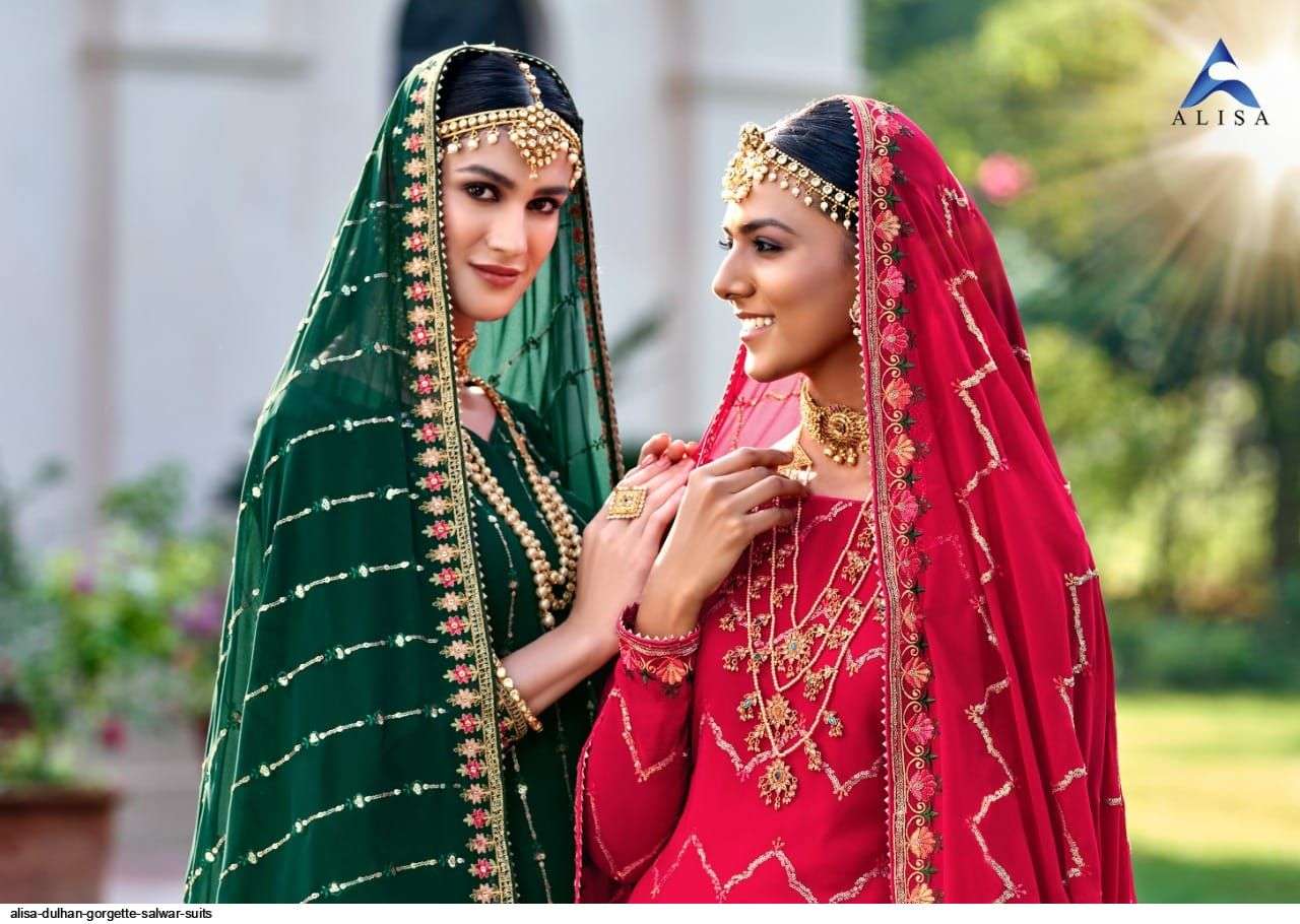 alisa dulhan series 7201-7205 faux georgette with heavy embroidery suit 