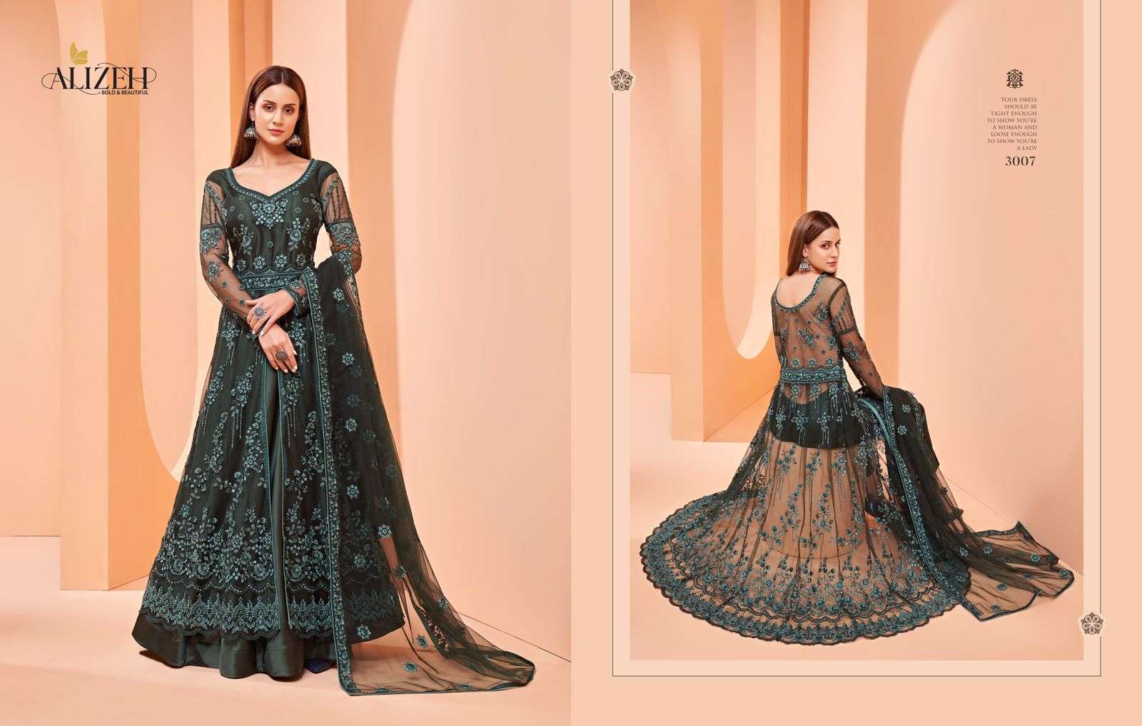 ALIZEH GUL BAHAAR VOL-1 DESIGNER BUTTERFLY NET SUIT 