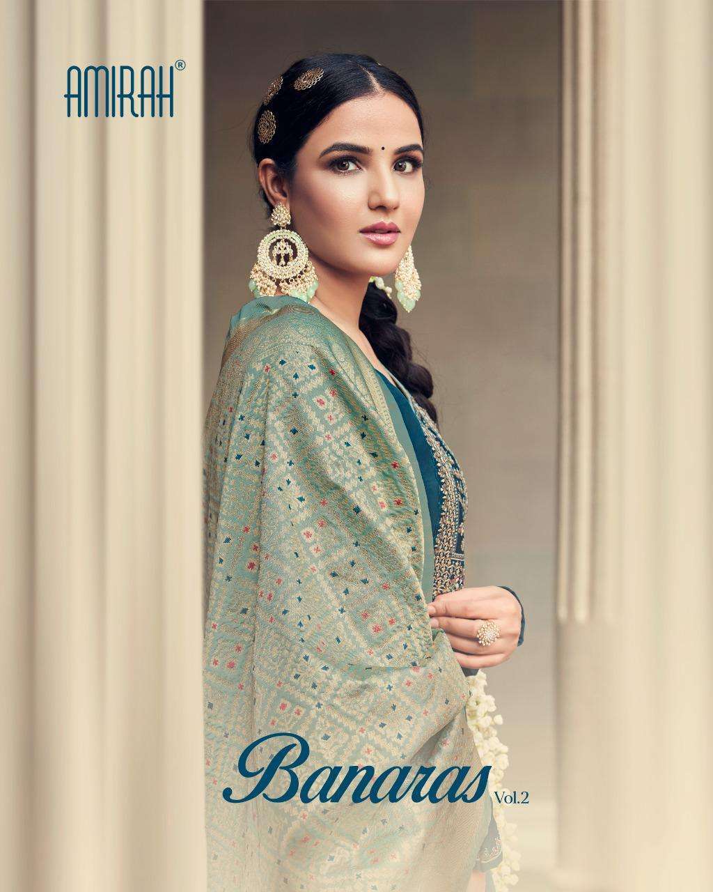 amirah banaras vol 2 series 16011-16016 satin georgette suit 