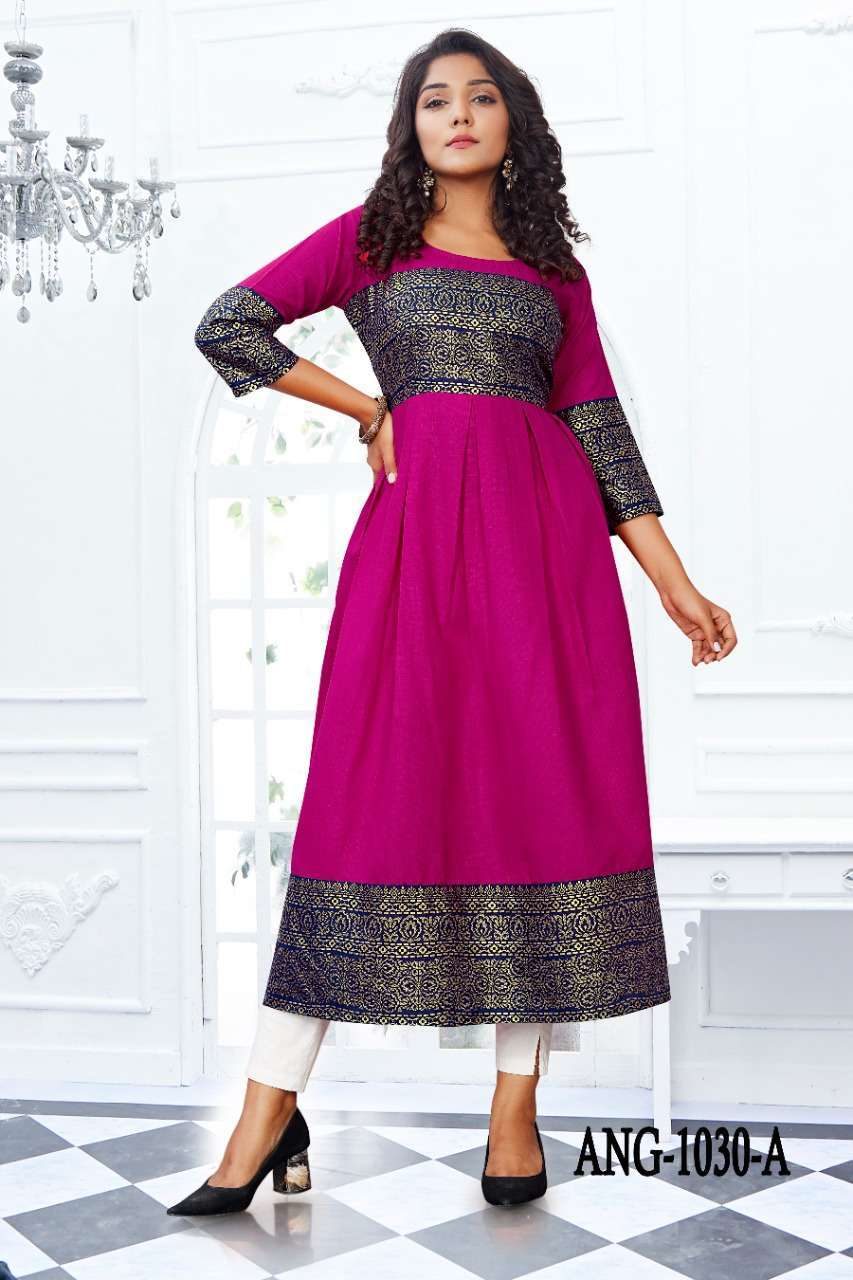ang 1030 Rubby Silk foil choli with Border kurti