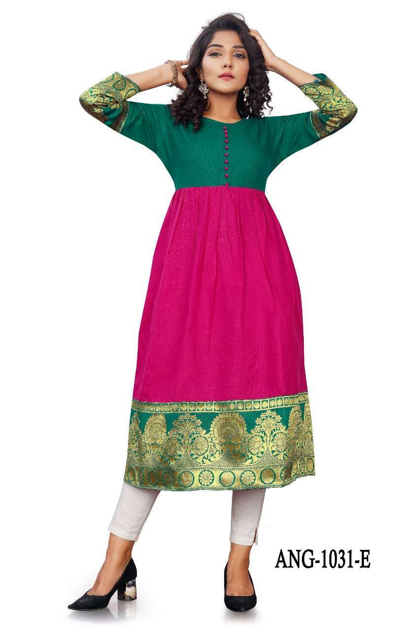 ang 1031 flair style jacquard border kurtis best rate
