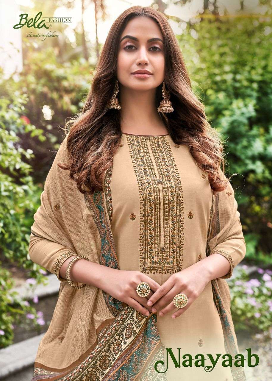 bela fashion naayaab series 2115-2121 muslin embroidery suit 