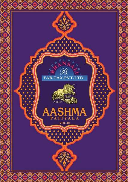 Bhansali Aashma Patiyala Vol 10 series 1001-1015 pure cotton readymade suit 