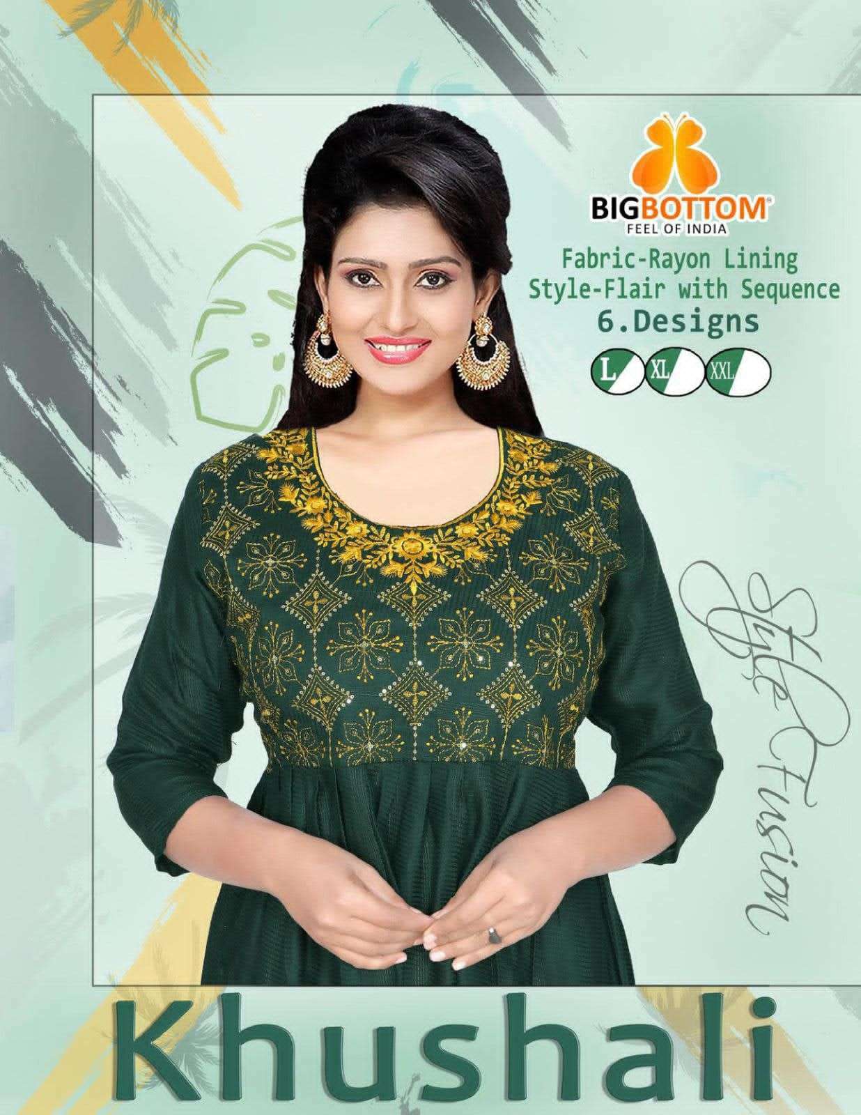 Big bottom khushali series 01-06 rayon lining kurti 