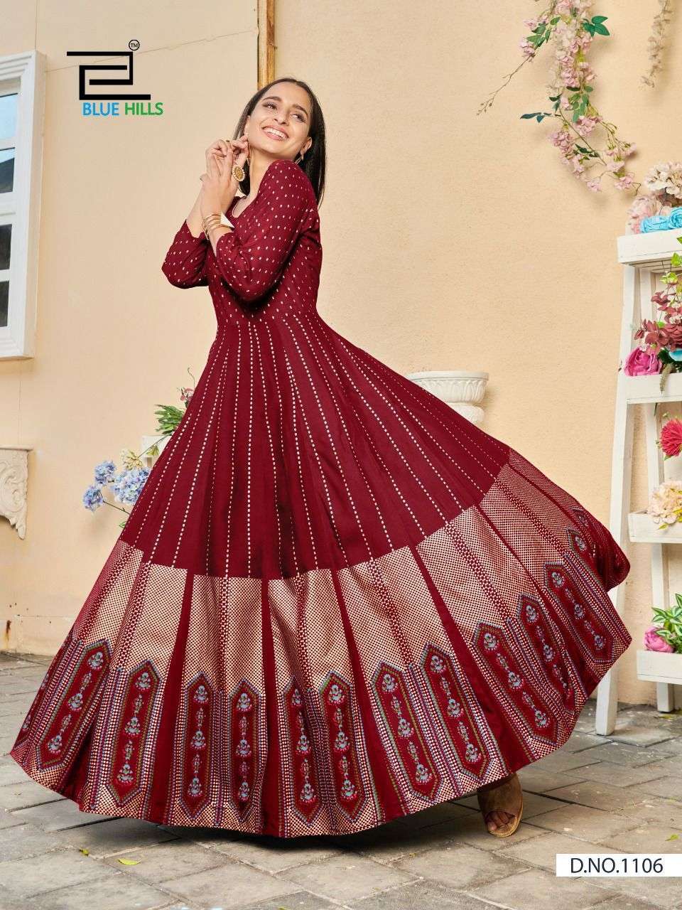 BLUE HILLS FLAIR DESIGNER 14 KG RAYON PRINT KURTI 