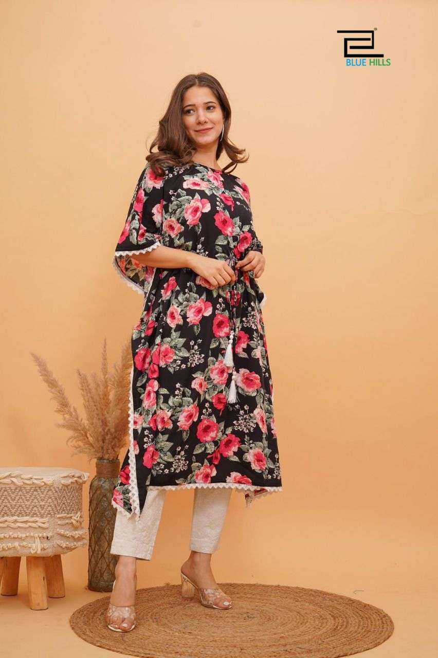 BLUE HILLS KOFU DESIGNER HEAVY AMERICAN CRAPE KURTI 