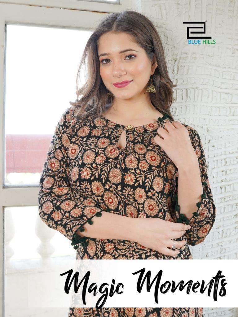 blue hills magic moments series 1001-1004 Reyon 14 kg foil mill print kurti