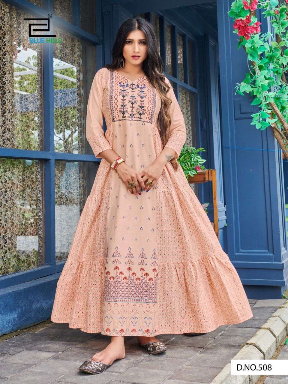 BLUE HILLS SHOW OFF DESIGNER HEAVY COTTON CAMBRIC KURTI 