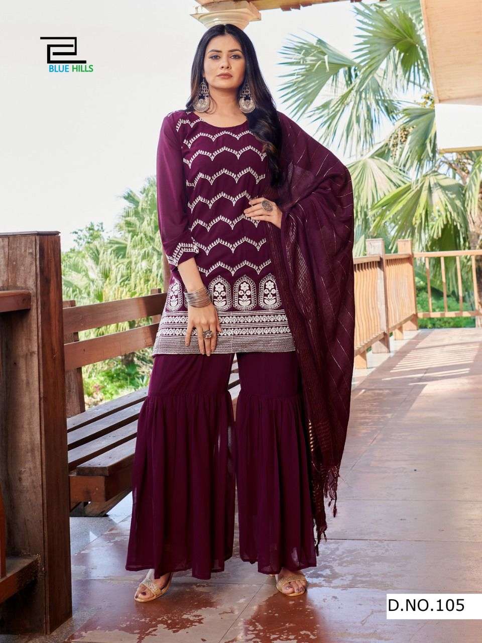 BLUE HILLS WEDDING SEASON DESIGNER FAUX GEORGETTE SUIT 