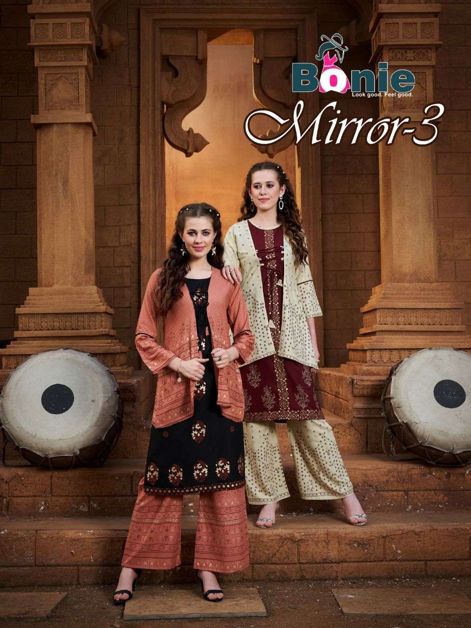 Bonie mirror-3 series 1001-1008 heavy rayon kutti with plazao with jacket
