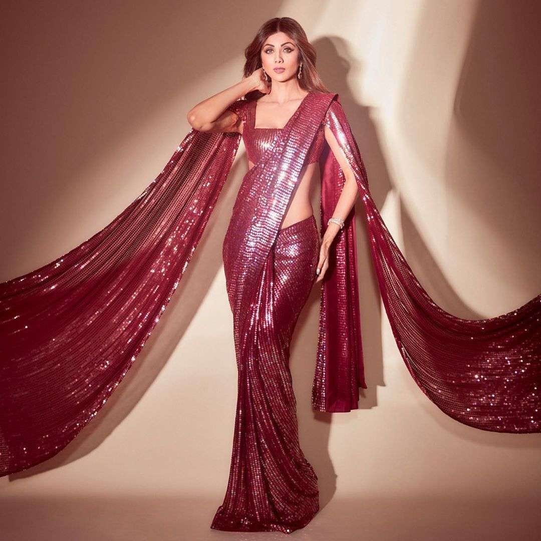 BT-16 SHILPA SHETTY DESIGNER GEORGETTE SEQUENCE WORK SAREE 