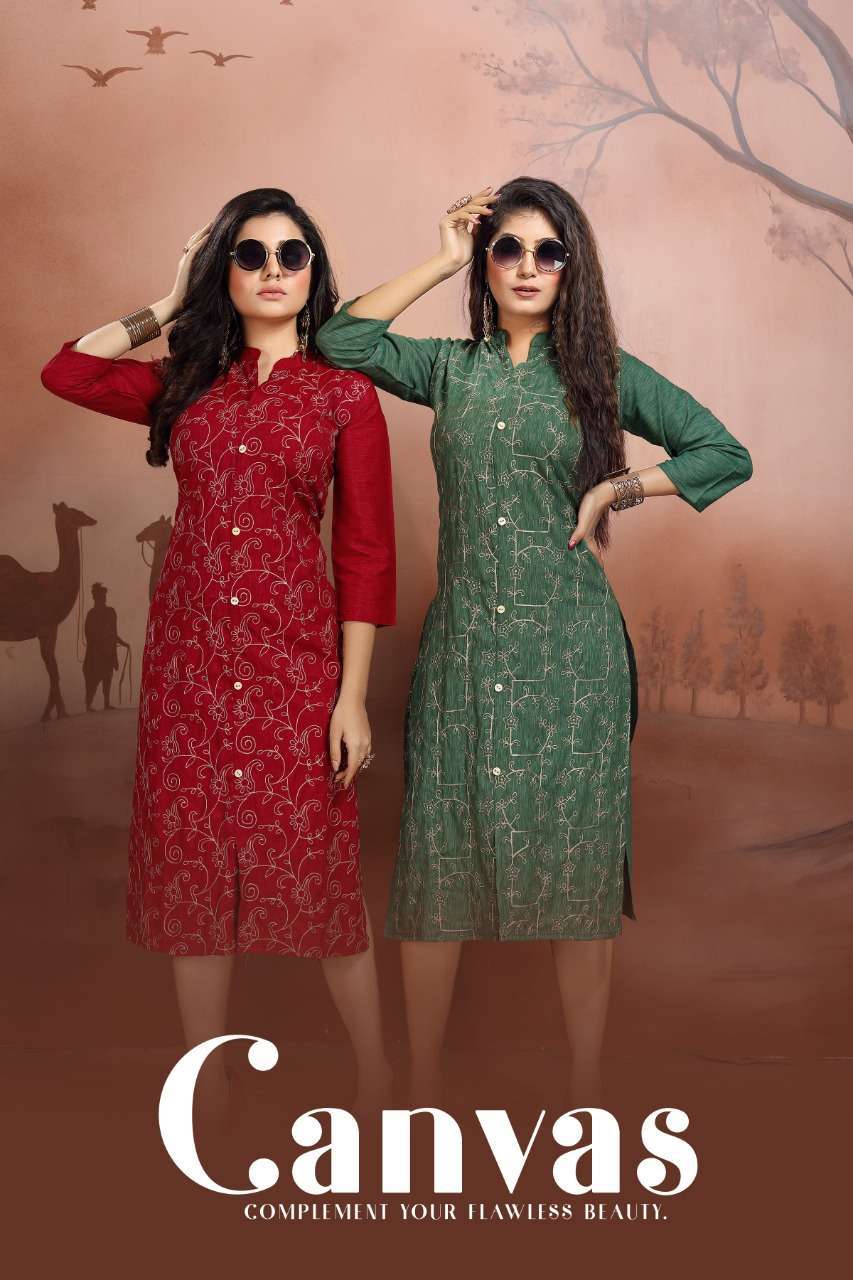 fly free canvas series 1001-1008 rayon liquid embroidery kurti 