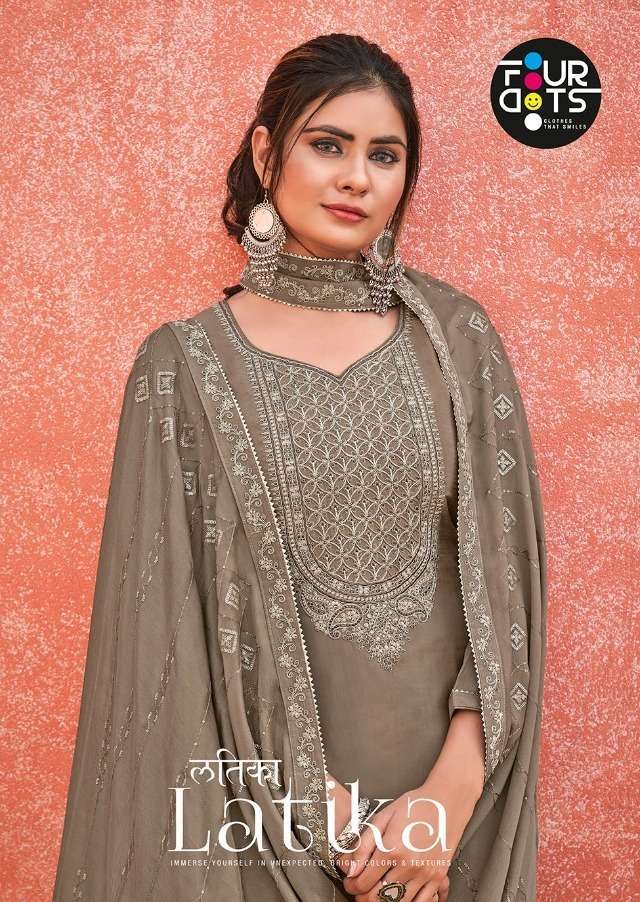 fourdots latika series 0741-0744 Pure Natural Crape suit