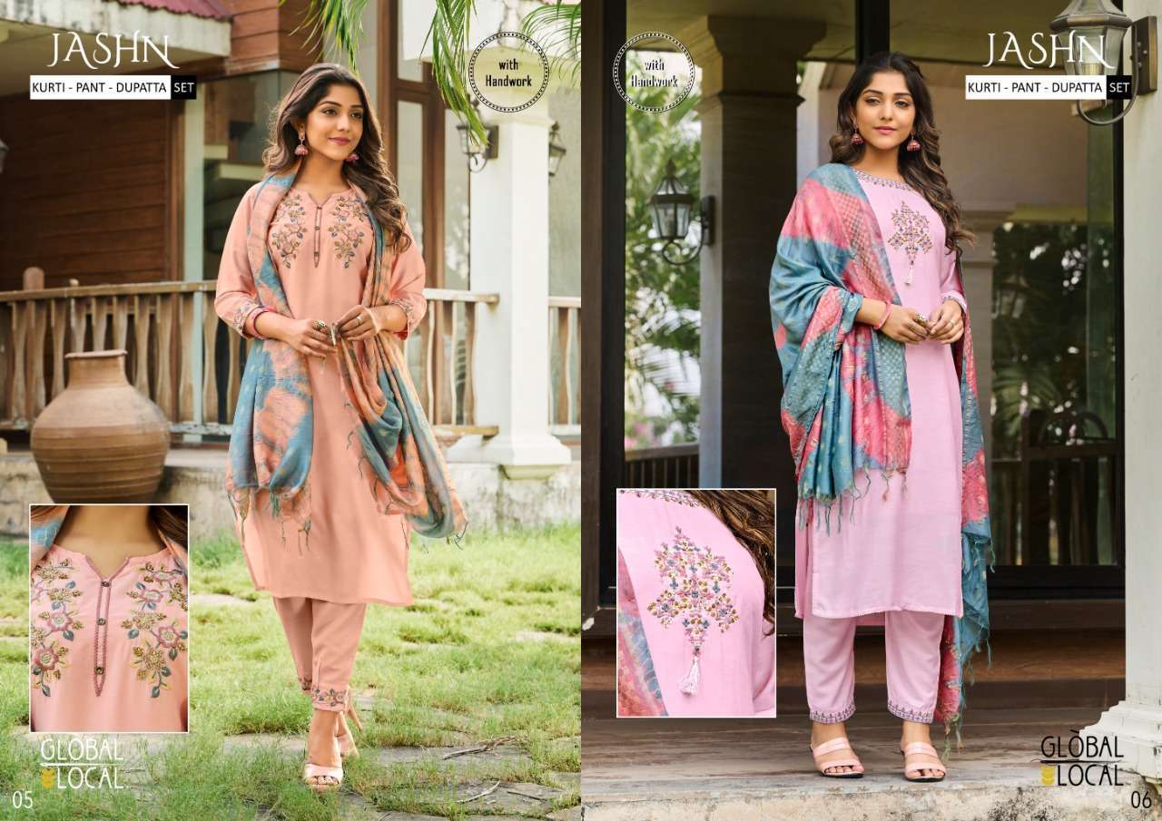 global local jashn series 01-06 muslin handwork readymade suit 