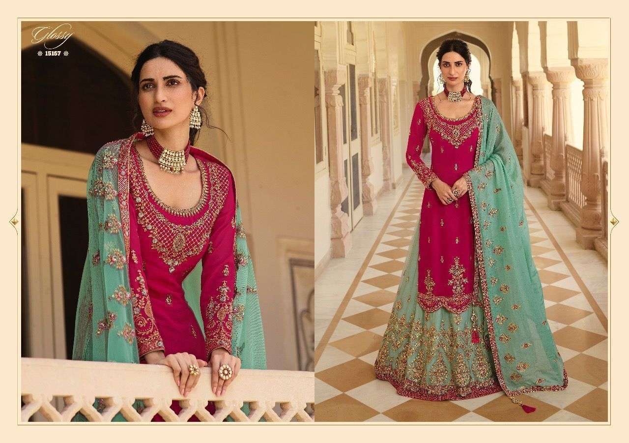 GLOSSY SIMAR RUBAAB 15157 MASTER DESIGNER BLOOMING GEORGETTE SUIT 
