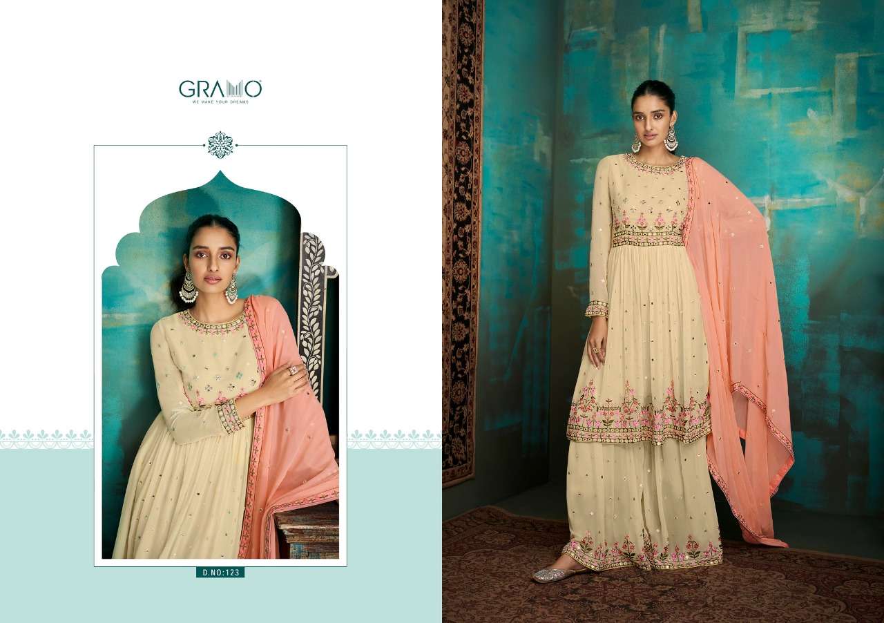 GRAMO NAVABI VOL-1 DESIGNER HEAVY AIRTEX FAUX GEORGETTE SUIT 