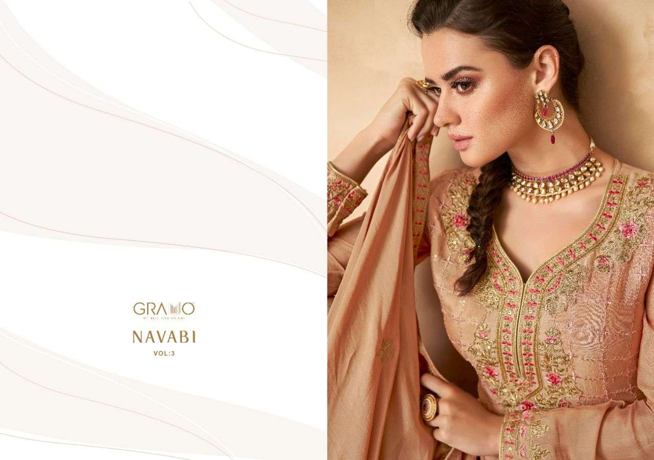 GRAMO NAVABI VOL-3 DESIGNER HEAVY REAL FAUX GEORGETTE SUIT 