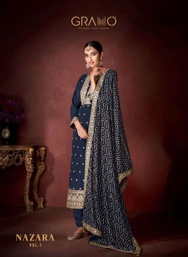gramo nazara vol 1 series 6001-6004 heavy faux georgette readymade suit 