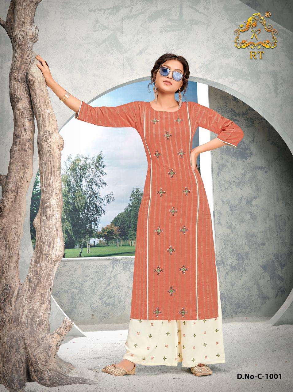 GUZAARISH RAYON KURTI WITH EMBROIDERED PLAZZO BY RIJIYA TRENDS