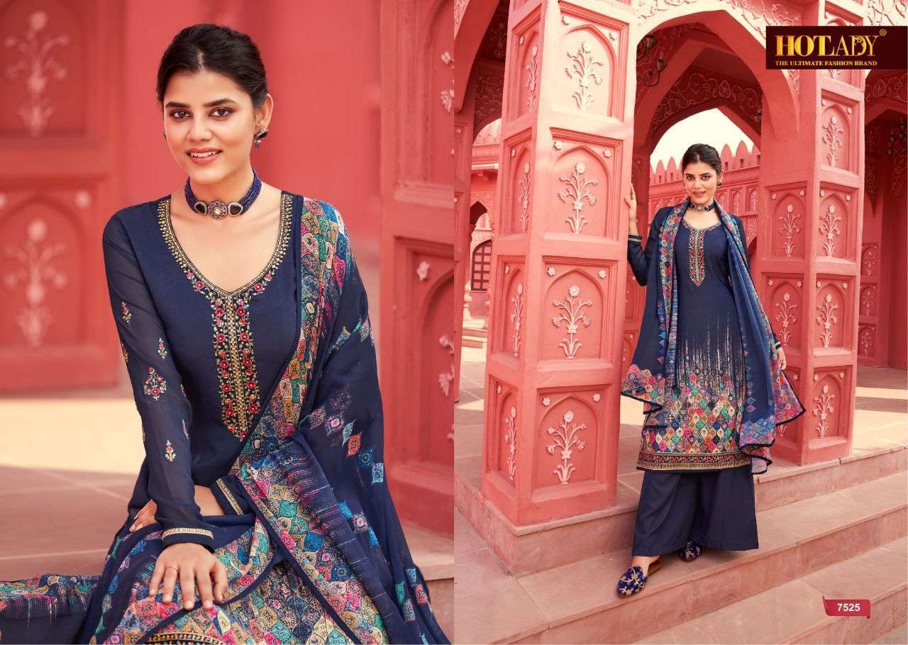 hotlady kasturi series 7521-7528 french crape suit 