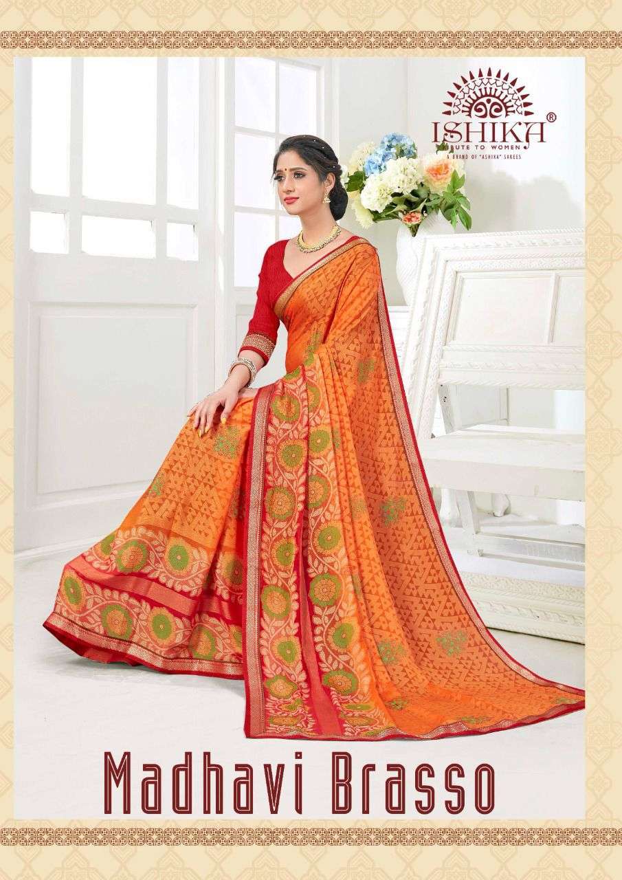 ishika madhavi brasso series 1601-1606 chiffon brasso saree