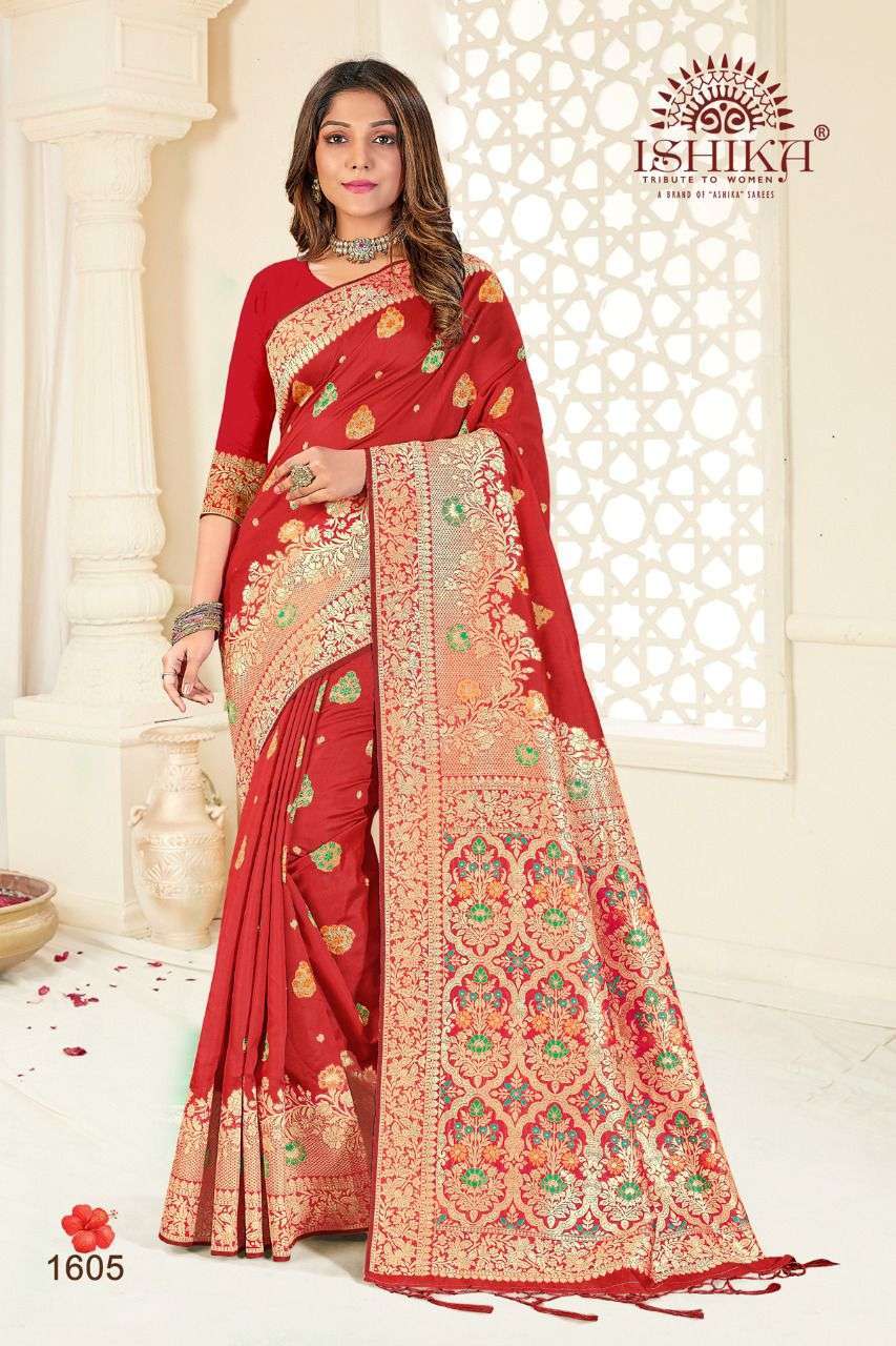 ishika mani silk series 1601-1606 silk jacquard saree