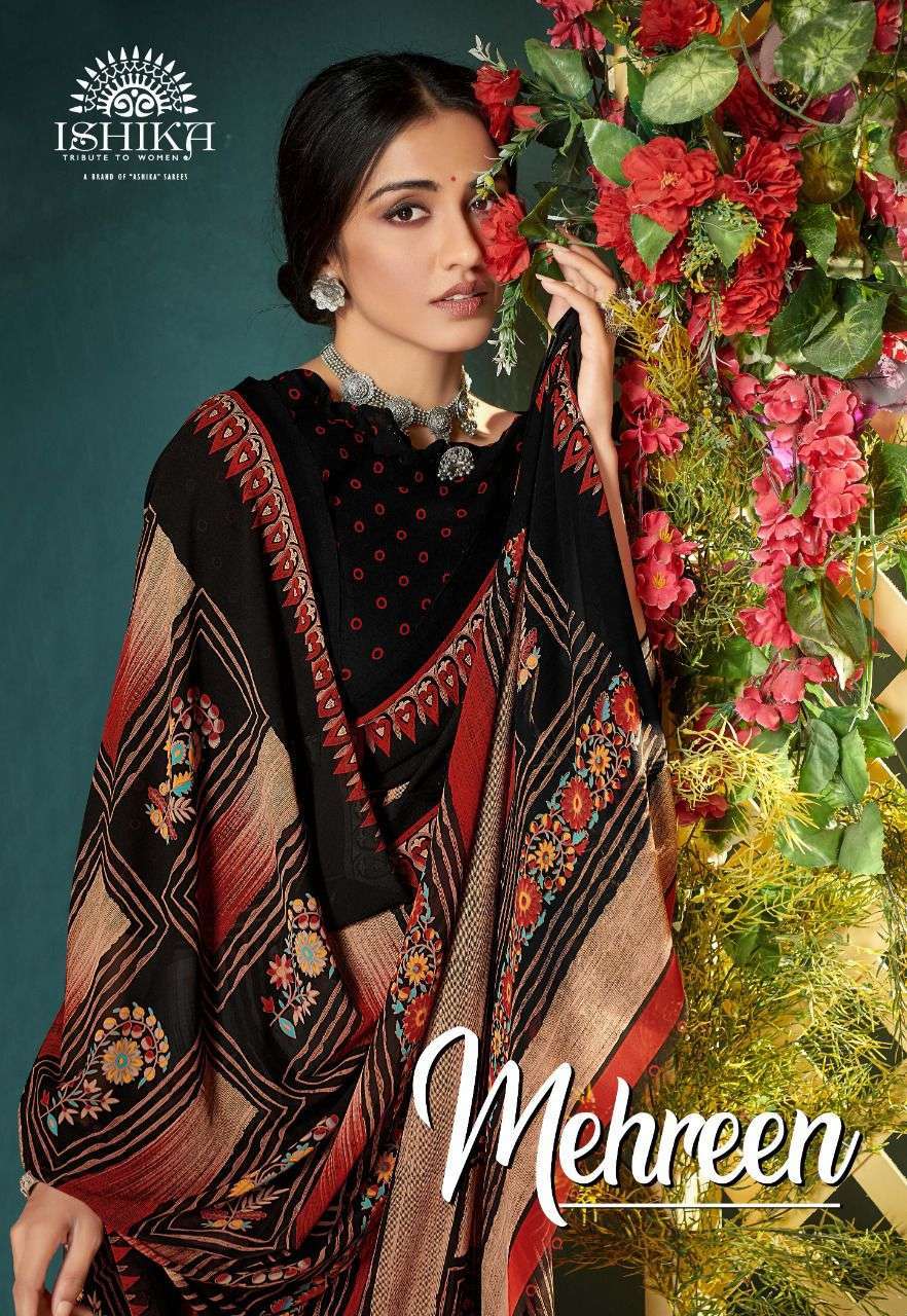 ishika mehreen series 8191-8198 georgette printed saree