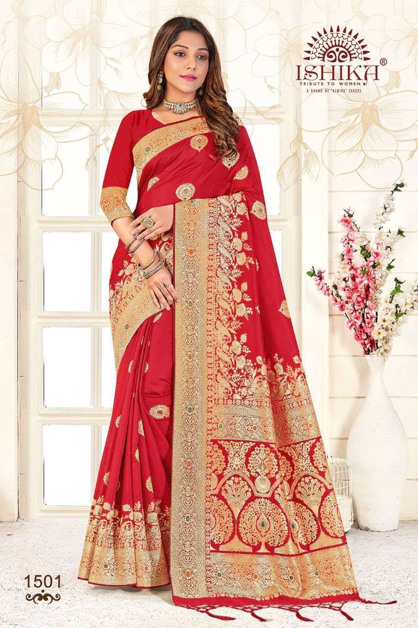 ishika utsavi silk series 1501-1506 soft silk with jacquard saree 