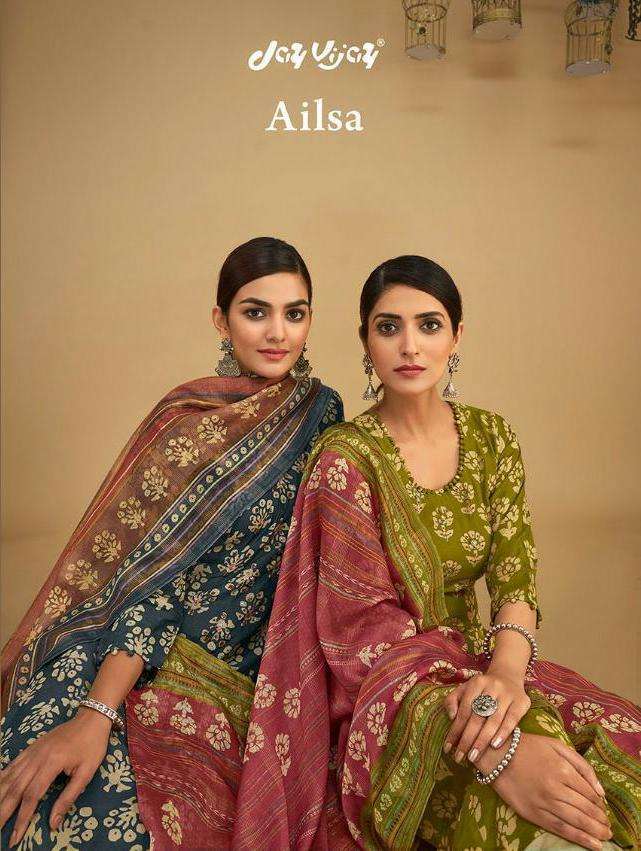 Jay vijay ailsa series 6401-6410 pure muslin silk batik print suit 