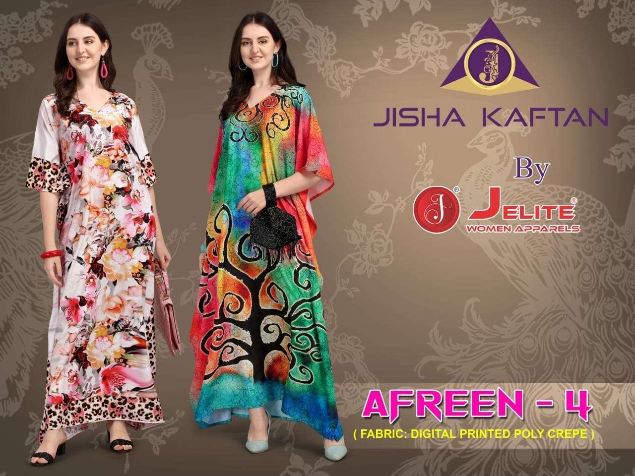 jelite afreen vol 4 series 125-132 Polyester Crepe kaftan