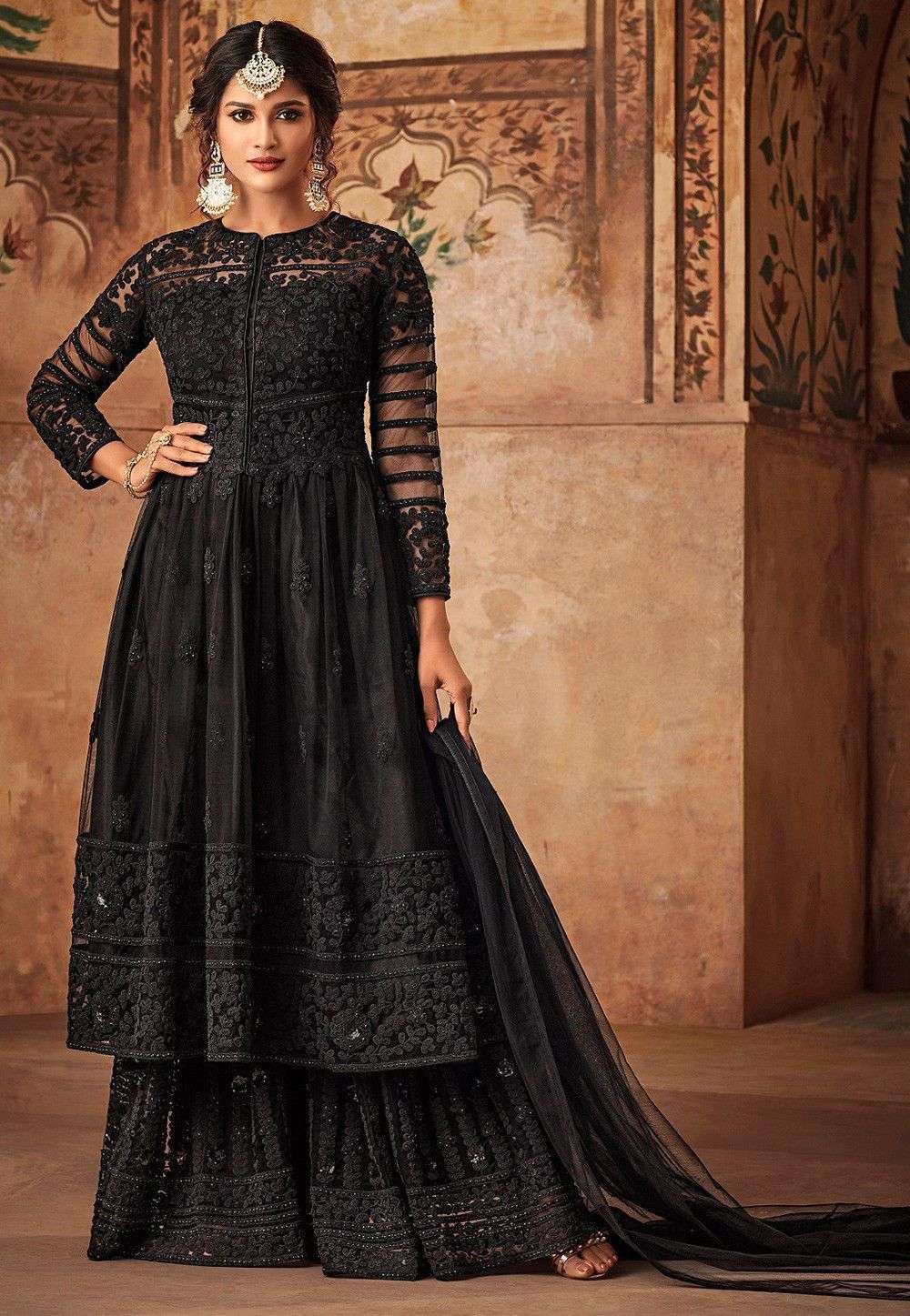 KARMA TRENDZ DESIGNER NET EMBROIDERED SUIT 