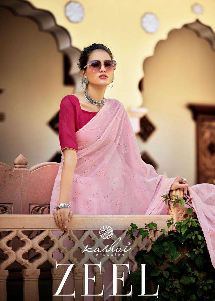 kashvi creation zeel series 2001-2010 weightless saree with gold print