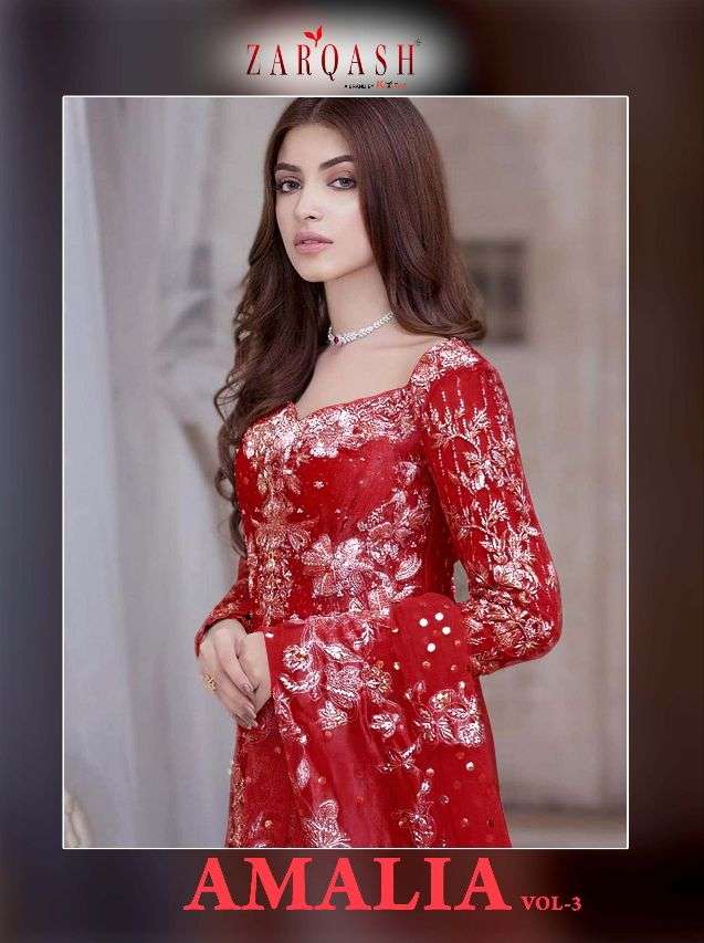 KHAYYIRA SUITS ZARQASH AMALIA-3 Z-2056 DESIGNER BUTTERFLY NET SUIT 